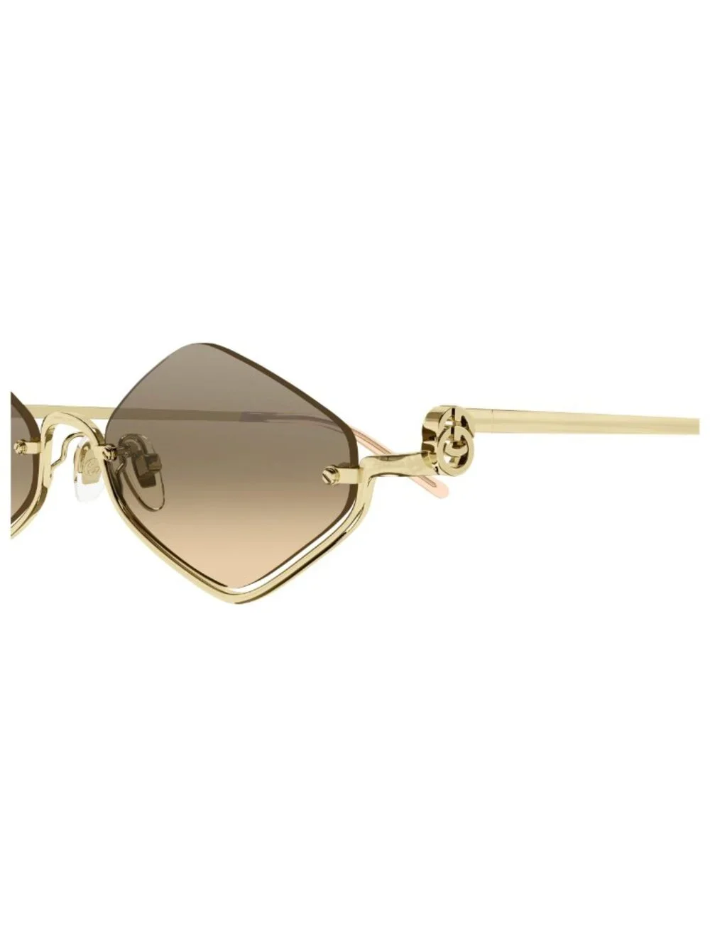 New Gucci Women's Sunglasses Gold Square Orange Lens Metal Frame GG1604S 003 53
